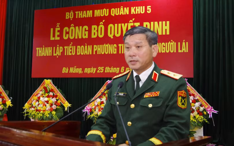 Trung tướng Lê Ngọc Hải, Ủy viên Trung ương Đảng, Tư lệnh Quân khu 5 phát biểu chỉ đạo tại lễ công bố.