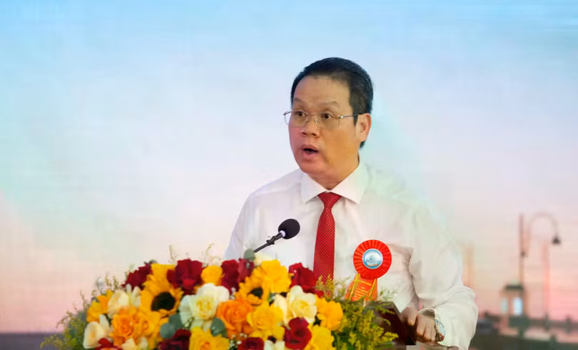 Ông Nguyễn Mạnh Hùng, Chủ tịch UBND TP Đà Nẵng phát biểu tại lễ khởi công. Ảnh XM.