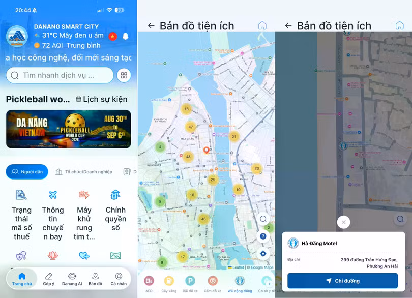 Tiện ích “WC cộng đồng” trên ứng dụng Danang Smart City. Ảnh XM.