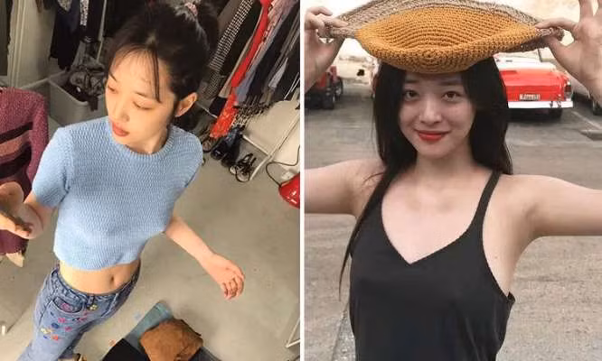 Sulli thường đăng tải nhiều hình ảnh ăn mặc thoải mái, thả rông vòng một Sulli thường đăng tải nhiều hình ảnh ăn mặc thoải mái, thả rông vòng một