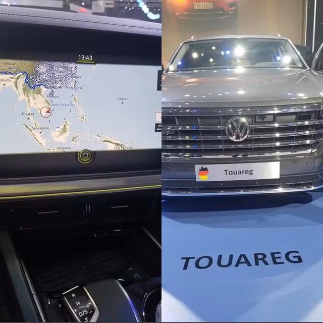 Chiếc xe Volkswagen Touareg trưng bày có bản đồ "đường lưỡi bò" Chiếc xe Volkswagen Touareg trưng bày có bản đồ "đường lưỡi bò"