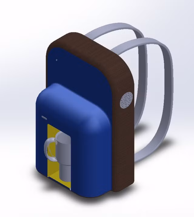 Một mô hình thiết bị thu nước từ không khí, giống như là một chiếc ba lô thông thường (Ảnh Đại học Akron)