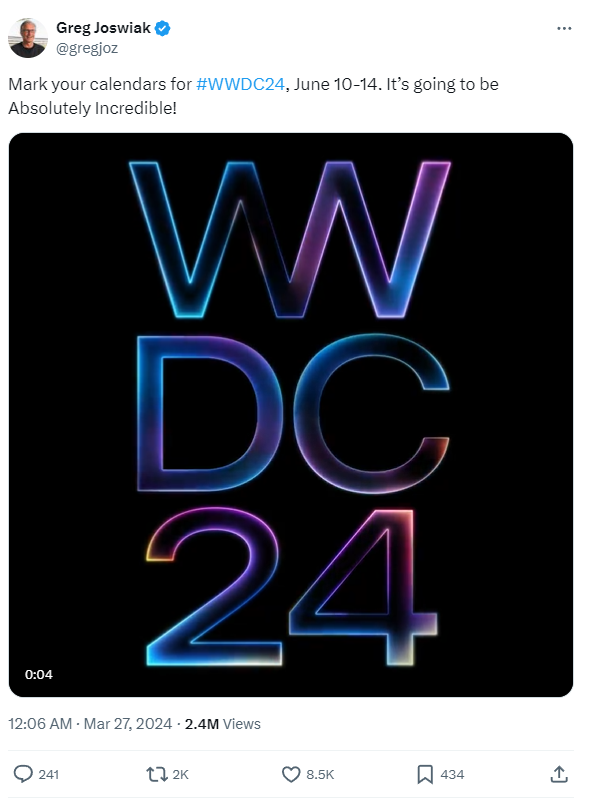 Thông báo về WWDC24