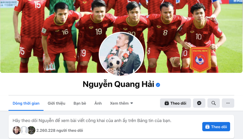 Facebook cá nhân của Quang Hải bị dân mạng để lại bình luận không hay
