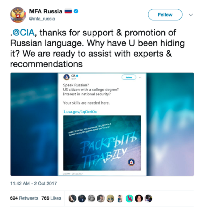 Chết cười với những lần chính phủ Nga “troll” Mỹ và Anh trên Twitter ảnh 4