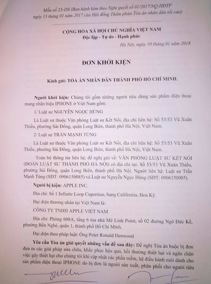 Người dùng Việt Nam bắt đầu khởi kiện Apple ảnh 2