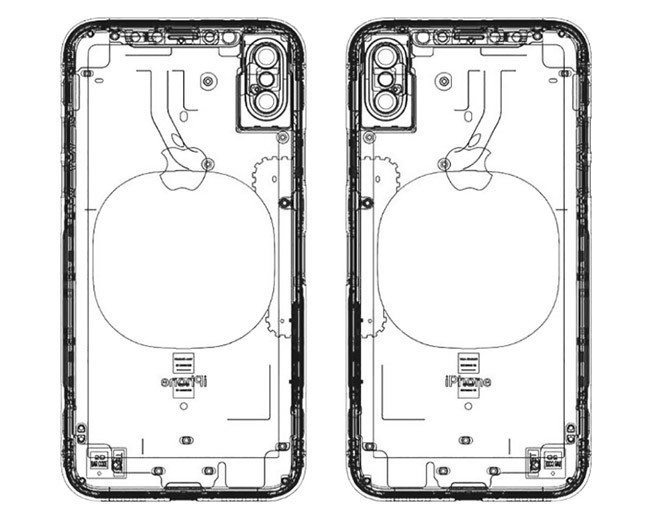 Bản vẽ mô tả iPhone 8 không có máy quét vân tay ở mặt lưng