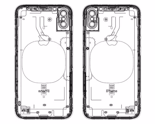 Bản vẽ mô tả iPhone 8 không có máy quét vân tay ở mặt lưng