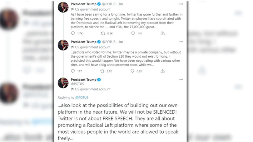 3 đoạn tweet bằng tài khoản @Potus bị Twitter xóa sau đó 3 đoạn tweet bằng tài khoản @Potus bị Twitter xóa sau đó