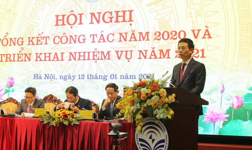 Bộ trưởng Nguyễn Mạnh Hùng phát biểu tại hội nghị