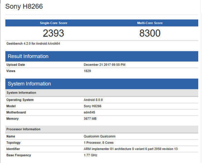 Điểm benchmark hé lộ flagship Sony dùng chip Snapdragon 845 ảnh 1
