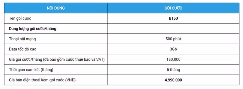 Gói cước mà khách hàng cam kết sử dụng trong 6 tháng để được mua Bphone 2 trợ giá