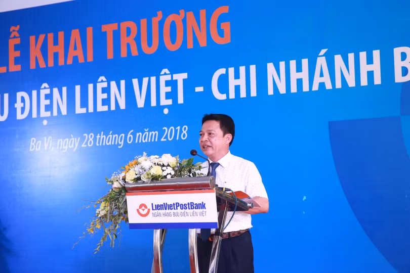 ông Phạm Doãn Sơn - Phó Chủ tịch Hội đồng Quản trị, Tổng Giám đốc LienVietPostBank phát biểu tại lễ khai trương chi nhánh Ba Vì