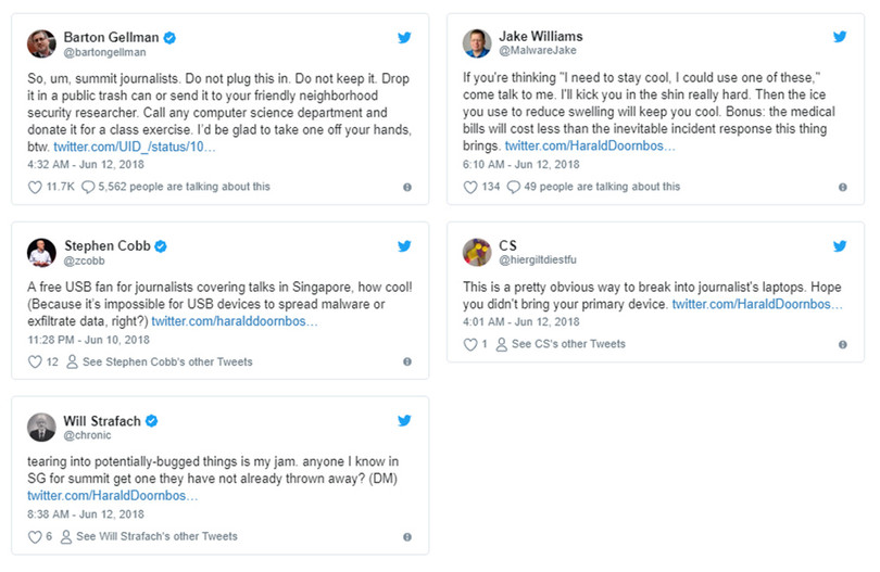 Các chuyên gia bảo mật khuyến nhà báo không cắm quạt USB vào điện thoại, hoặc đưa quạt cho những người biết về bảo mật để họ kiểm tra hộ