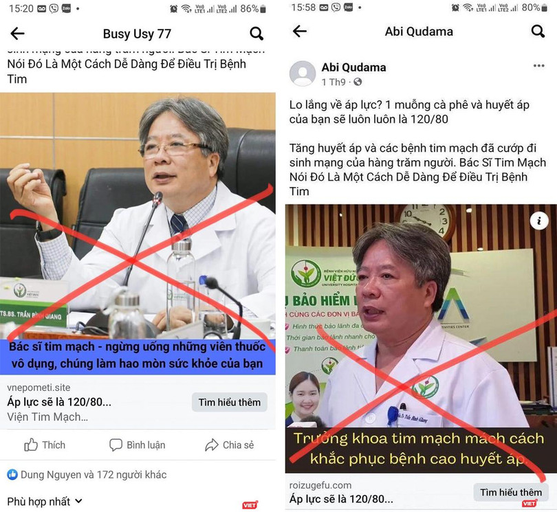 Quảng cáo mạo danh GS.TS Trần Bình Giang trên facebook