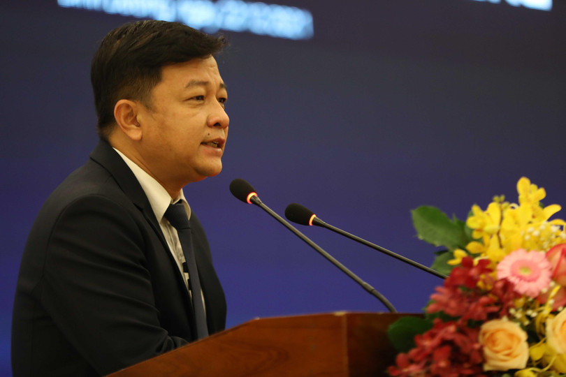 Ông Phạm Thanh Dũng - Giám đốc Trung tâm Xúc tiến đầu tư, Thương mại và Phát triển công nghiệp tỉnh Bình Dương phát biểu tại Hội nghị các nhà cung ứng