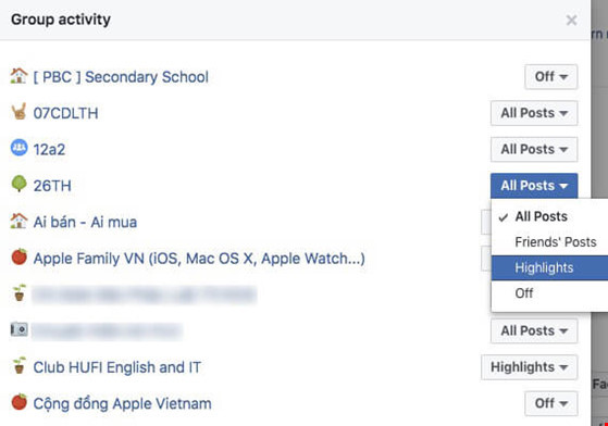 Tắt thông báo từ các group không mong muốn. Ảnh: M.HOÀNG
