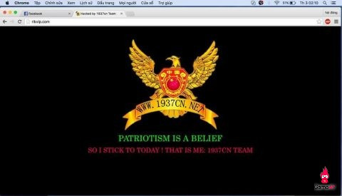  Nhóm hacker 1937cN để lại danh tính trên trang chủ của cổng game đầy thách thức.