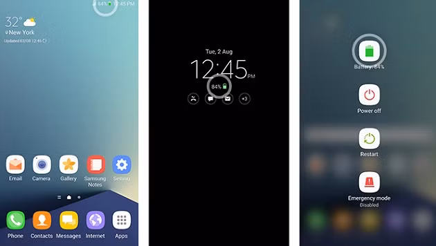 Biểu tượng trạng thái pin có màu xanh lá mới.