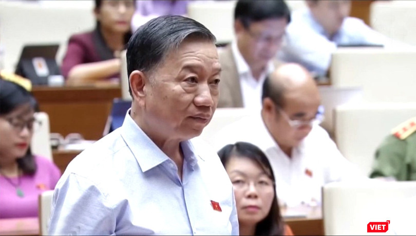 ông Tô Lâm, Bộ trưởng Bộ Công an phát biểu tại kỳ họp thứ 8 Quốc hội khóa XIV