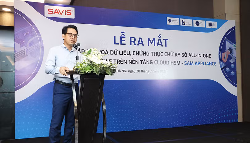 Ông Hoàng Nguyên Vân - Chủ tịch HĐQT SAVIS Group phát biểu tại sự kiện ra mắt giải pháp SAM Appliance