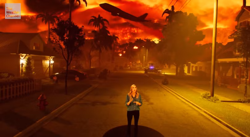 Sử dụng công nghệ AR góp phần làm cho các bản tin thời tiết trở nên sinh động hơn (ảnh cắt từ clip)