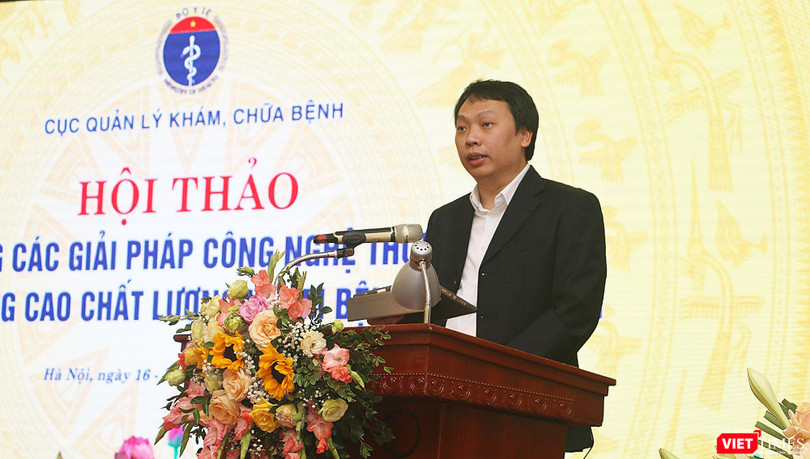 Thứ trưởng Nguyễn Huy Dũng cho rằng, dữ liệu khám, chữa bệnh chính là nguyên liệu, là đầu vào quan trọng của chuyển đổi số và cũng là một công cụ sản xuất, công cụ phục vụ công việc của các bệnh viện, các y bác sĩ. (ảnh: Đăng Khoa)