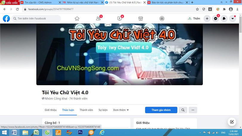 Diễn đàn Tôi yêu Chữ Việt 4.0 hiện mới chỉ có 74 thành viên