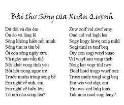 Bài thơ "Sóng" của nhà thơ Xuân Quỳnh được thể hiện bằng chữ quốc ngữ và chữ Việt Nam song song 4.0