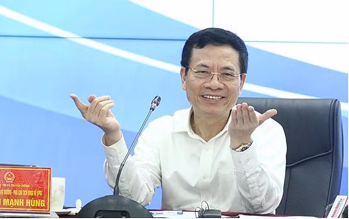 Bộ trưởng Nguyễn Mạnh Hùng phát biểu tại Hội nghị. Ảnh Mic