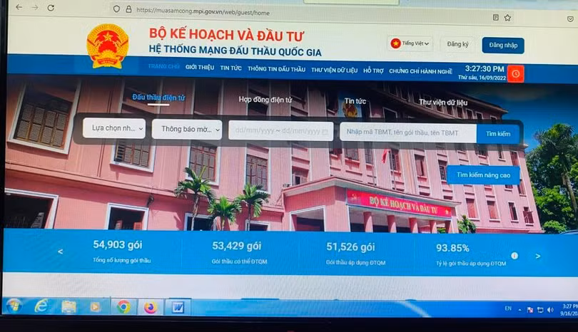 Giao diện mới của Mạng Đấu thầu Quốc gia