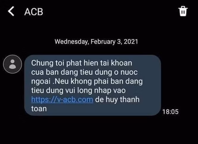 Tin nhắn lừa đảo mạo danh ngân hàng ACB mới rộ lên thời gian gần đây Tin nhắn lừa đảo mạo danh ngân hàng ACB mới rộ lên thời gian gần đây