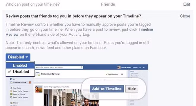 Nếu không muốn bị tag vô tội vạ bởi người lạ, người dùng có thể kích hoạt chế độ kiểm soát mọi yêu cầu gắn thẻ trước khi bài viết xuất hiện trên dòng thời gian cá nhân cũng như News Feed của bạn bè.