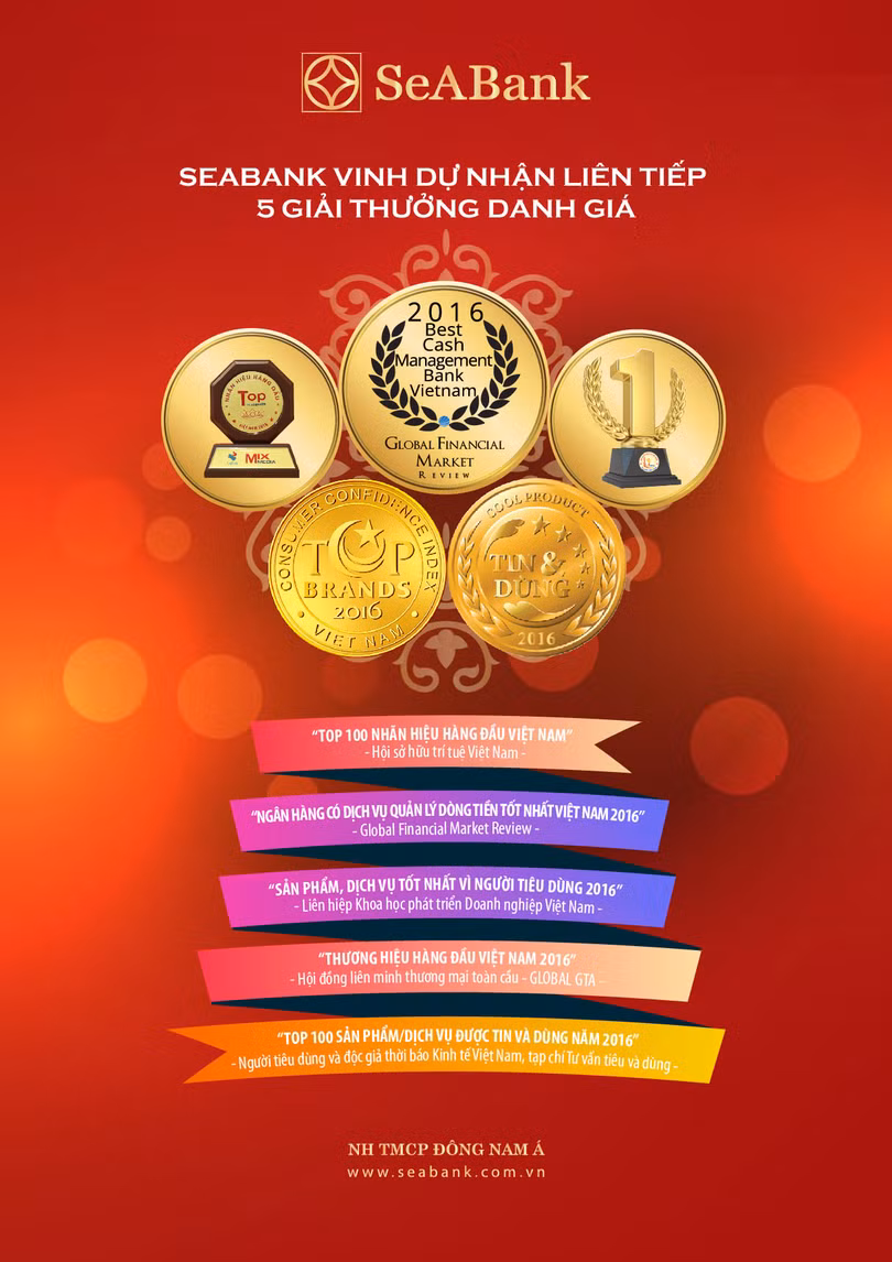 SeABank nhận nhiều giải thưởng trong tháng 11/2016