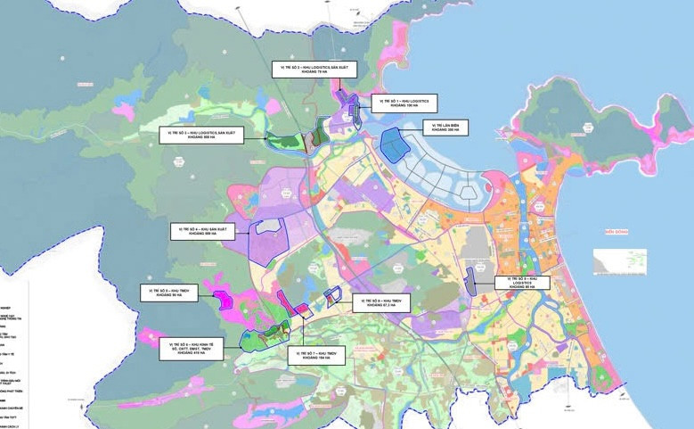 Vị trí dự kiến lấn biển để xây dựng Khu thương mại tự do Đà Nẵng