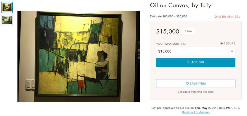 Nhà đấu giá định giá bức tranh giả khá cao, 60-80 ngàn USD, giá khởi điểm là 15 ngàn đô. Nhà đấu giá định giá bức tranh giả khá cao, 60-80 ngàn USD, giá khởi điểm là 15 ngàn đô.