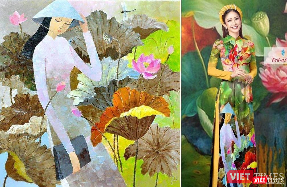Tranh gốc của họa sĩ Nguyễn Quý Tâm (Huế) bị xâm phạm bản quyền đưa lên áo dài Tranh gốc của họa sĩ Nguyễn Quý Tâm (Huế) bị xâm phạm bản quyền đưa lên áo dài
