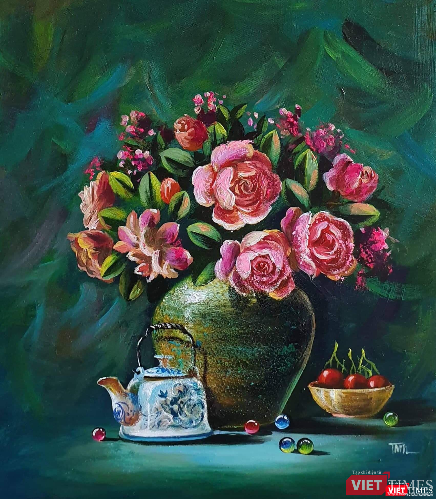 Họa sĩ Nguyễn Khắc Tài ngạc nhiên vì bức tranh gốc vẫn còn trong xưởng đã bị vi phạm tác quyền