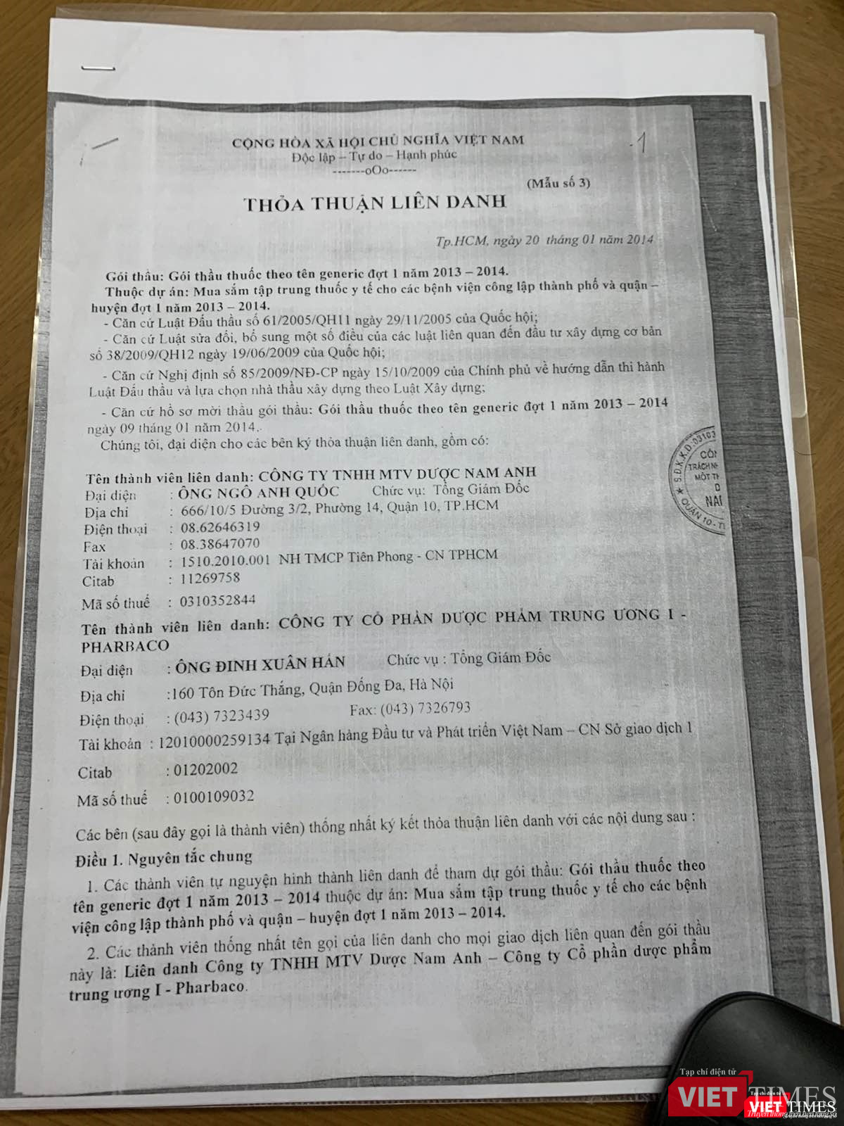 Hợp đồng giữa Pharbaco và Dược Nam Anh (công ty con của VN Pharma) hình thành trước ngày nhóm ông Ngô Nhật Phương vào Pharbaco.