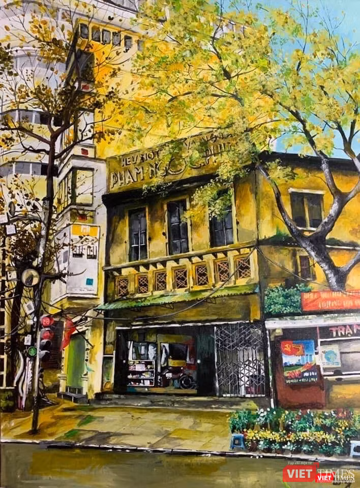 Một góc phố Hà Nội trong tranh Trần Nam Long 