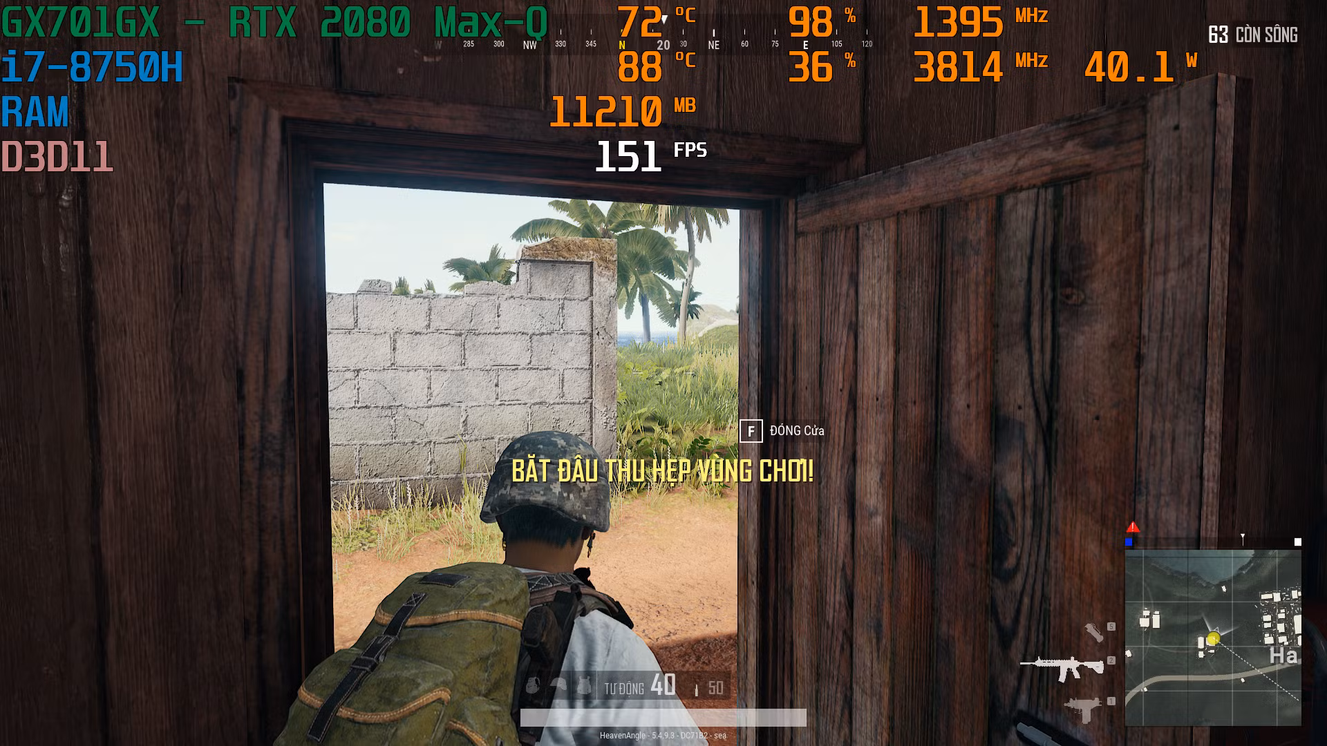 Thử nghiệm với tựa game PUBG.