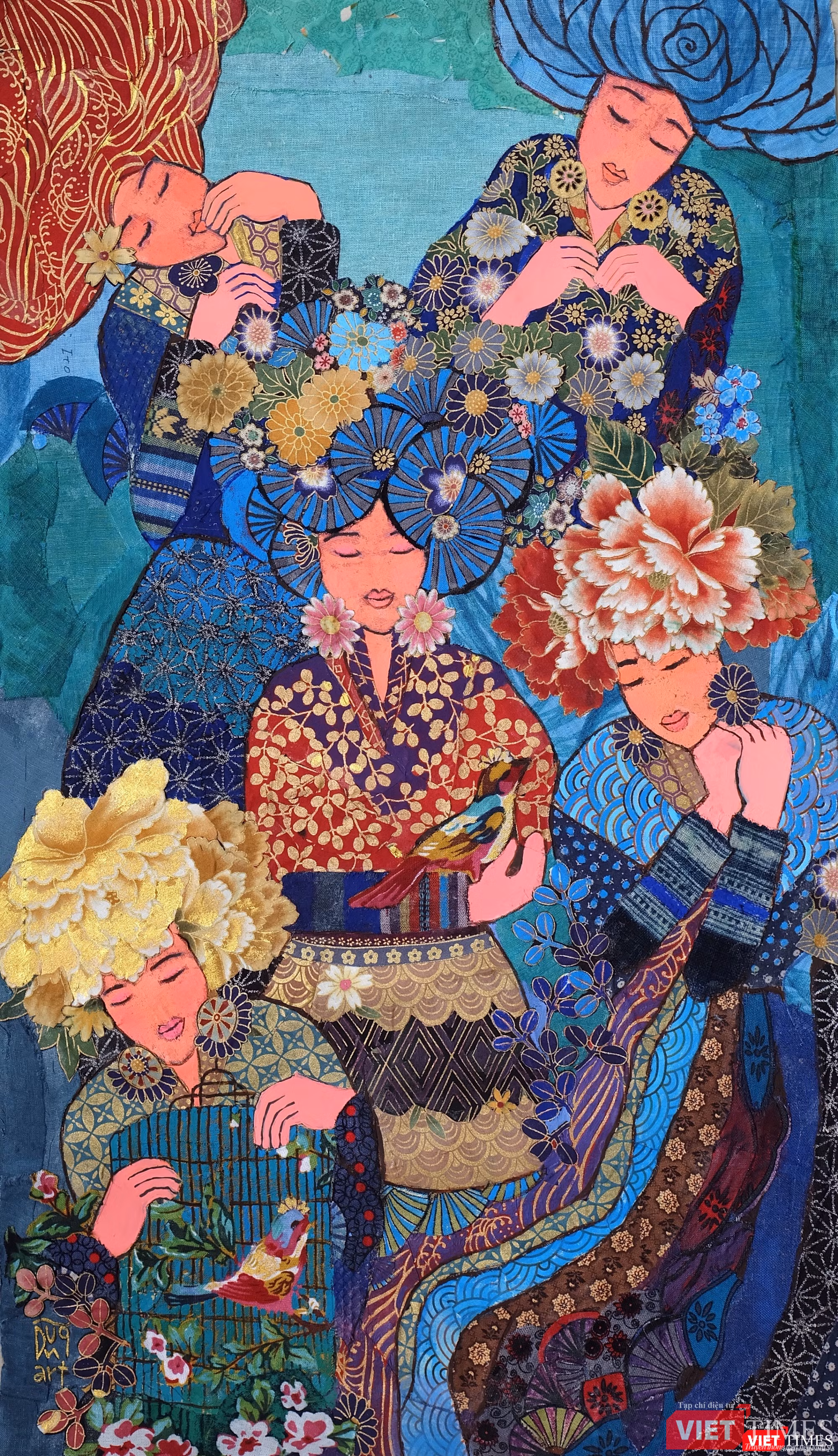 Tranh gốc do họa sĩ Hà Hùng Dũng cung cấp, đã bị sao chép đưa lên chiếc áo của Áo dài Hoàng