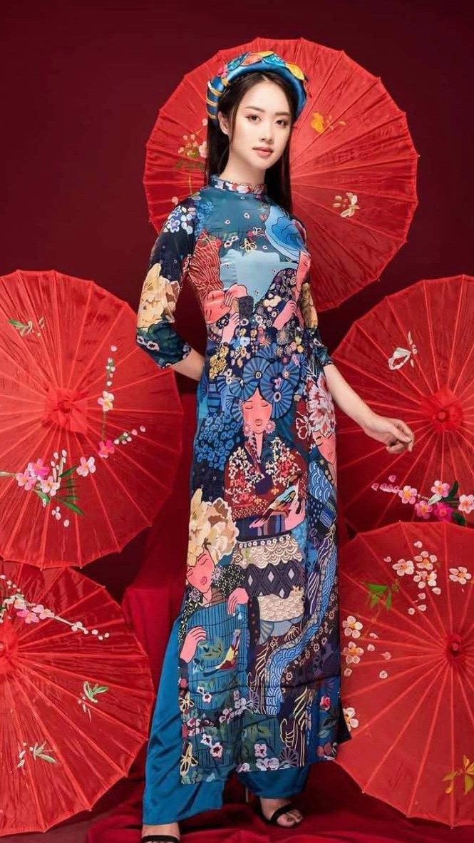 Áo dài Hoàng đã vẽ lại tranh của Hà Hùng Dũng mà không hề xin phép 