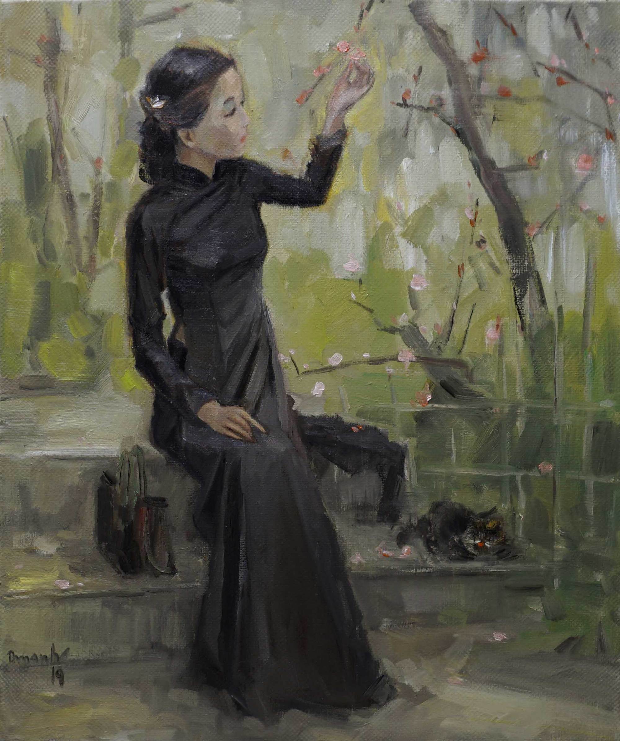 Thềm xuân - 60cm x70cm (Tranh Lâm Đức Mạnh) 