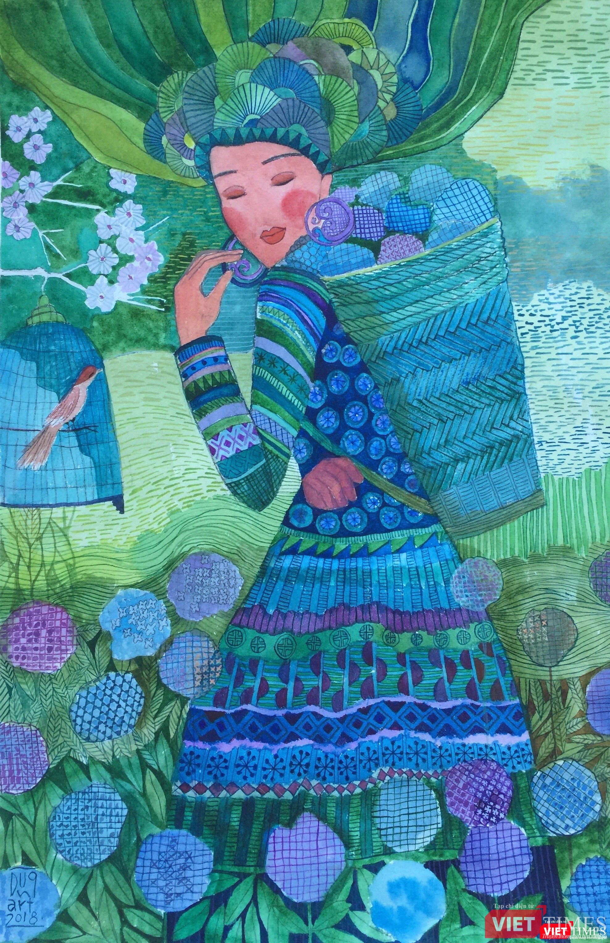 Một bức tranh khác của họa sĩ Hà Hùng Dũng bị sao chép trái phép đưa lên Áo dài Hoàng 