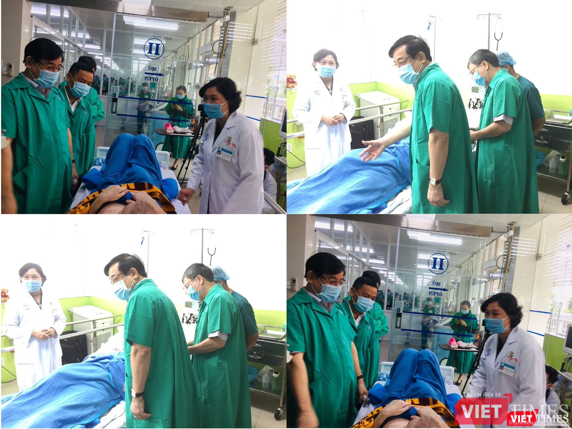 Các bác sĩ khám cho bệnh nhân 91 sáng 3/7 (Ảnh: Hòa Bình ghép) 