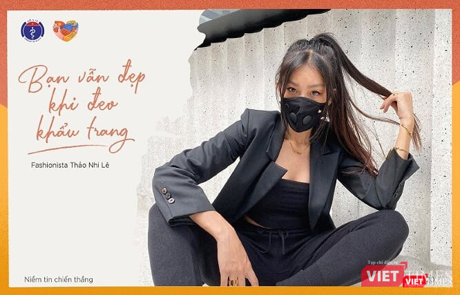 Fahionista Thảo Nhi Lê và nhiều người nổi tiếng cùng tham gia chiến dịch kêu gọi cộng đồng đeo khẩu trang (Ảnh: Bộ Y tế) 