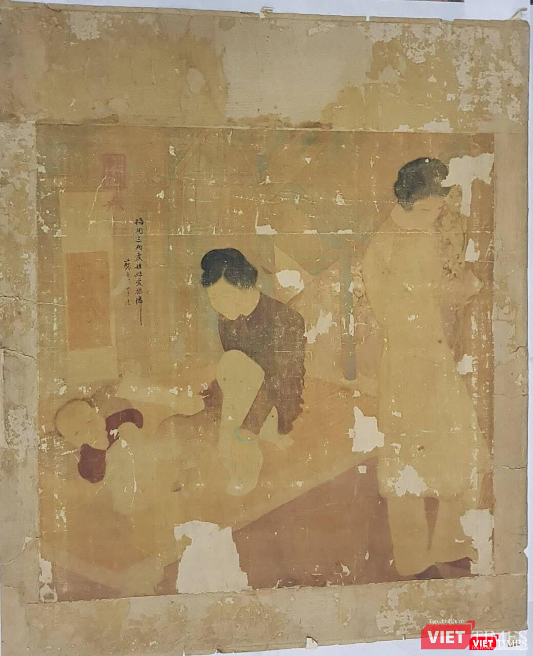 "Bức thư" của danh họa Tô Ngọc Vân còn xuống cấp nặng nề hơn, đang được lưu giữ bảo quản trong kho, không thể trưng bày