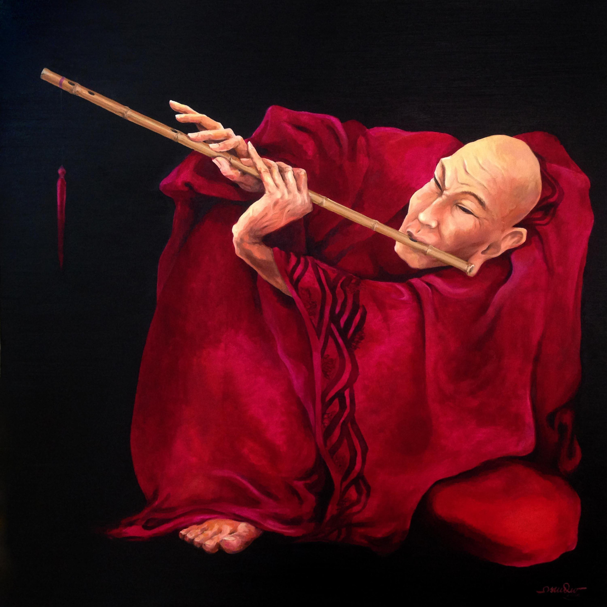 "Sáo" - Tranh sơn dầu của họa sĩ Nguyễn Tuấn