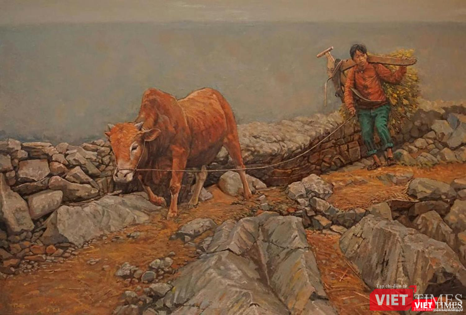 Tác phẩm "Đồng hành" của họa sĩ Phạm Xuân Trung (sơn dầu, 100 x 148 cm, 2019)